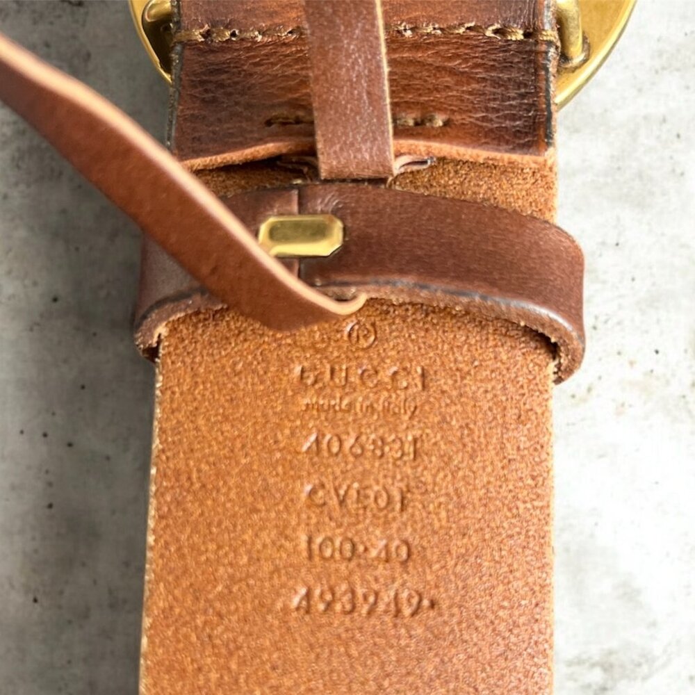 Gucci GG Marmont Brown Leather Double G Belt - Size 100/40 - Picture 3 of 3